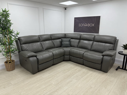 Furniture Village Moreno Power Recliner Corner Sofa In Grey Leather