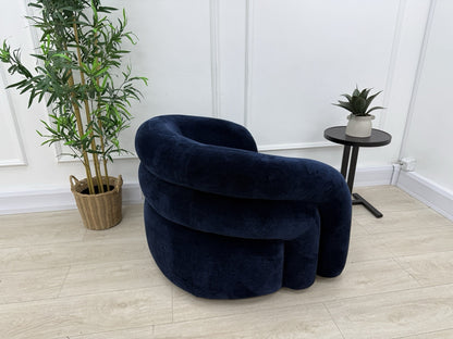 Sofology Dalston Fabric Swivel Chair In Navy