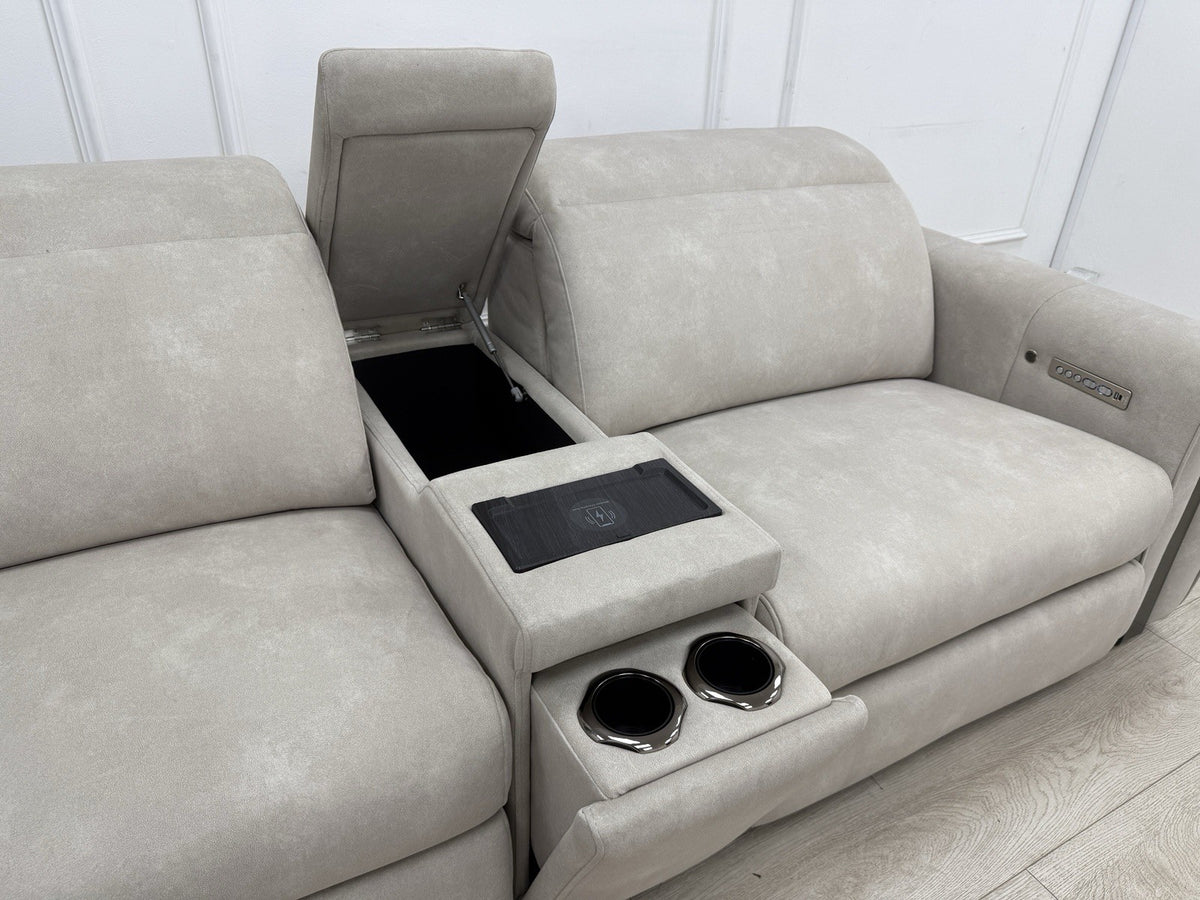 Sofology Kingsbridge Power Recliner/Heated/Headrest 3 Seater Sofa In Ivory