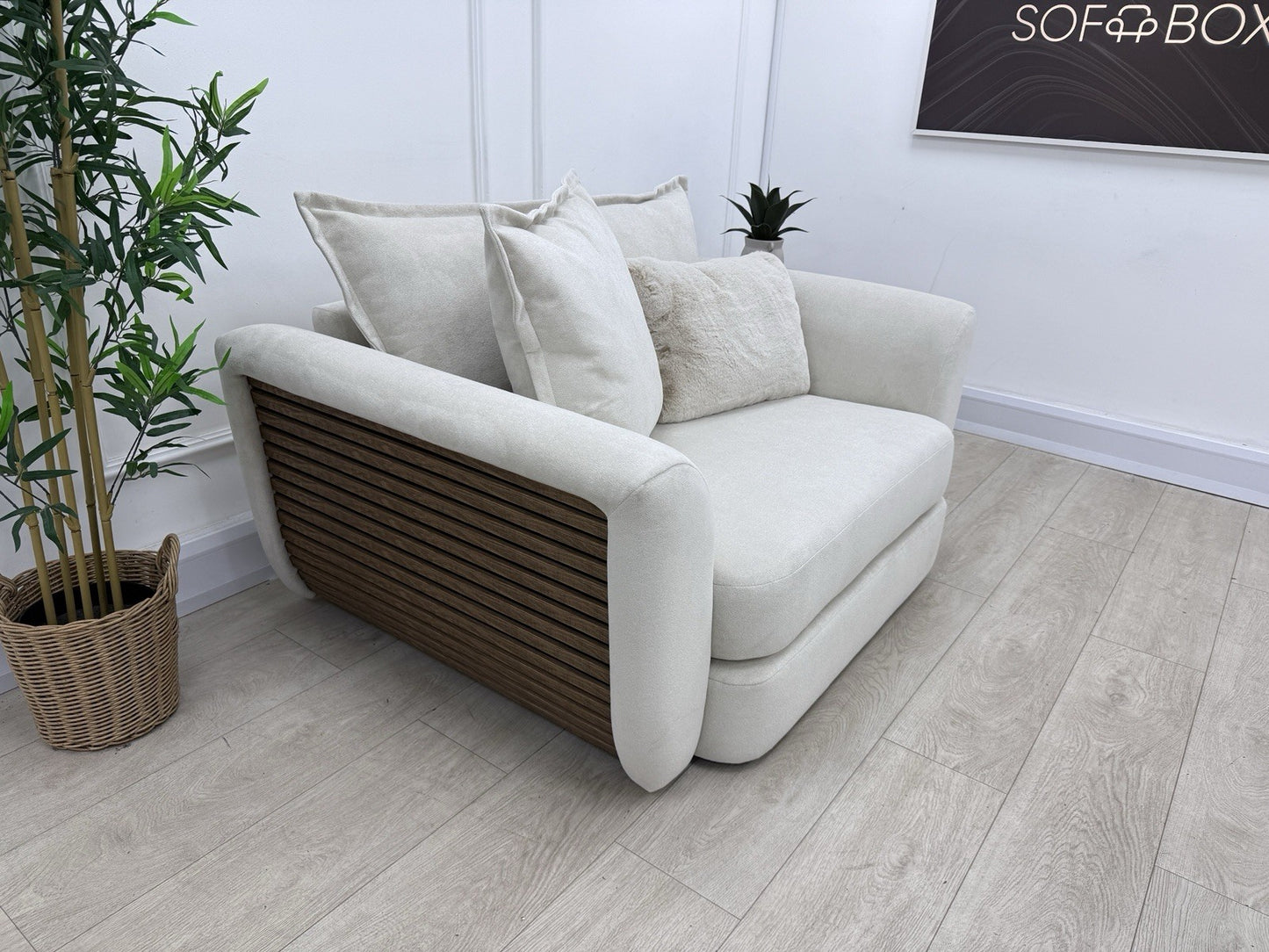 DFS Alani Cuddle Chair Loveseat Sofa In Cream Fabric