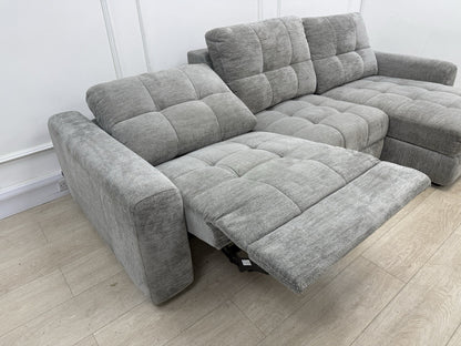DFS Steller L Shape Power Slider Sofa In Mist Grey