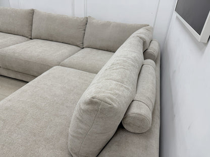 Sofology Amalfi Corner Sofa In Cosy Chenille Stone Fabric