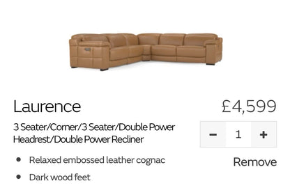 Sofology Laurence Power Recliner Corner Sofa In Tan Leather
