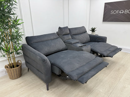 Sofology Renato 2.5 Seater Sofa Recliner Console Unit In Flecked Charcoal