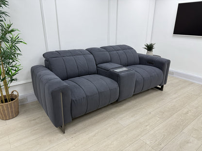 Sofology The Paramount 2.5 Seater Sofa Recliner/Headrest In Nubuck Charcoal