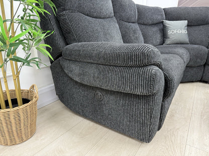 La-Z-Boy Tamla Power Recliner Corner Sofa & Footstool In Black Fabric