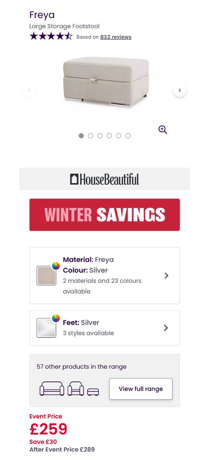 DFS Freya 4 Seater Lounger, Cuddle Chair, Footstool Set In Cream Velvet