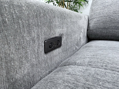 DFS Steller Power Slider 3 Seater L Shape Sofa In Mist Grey