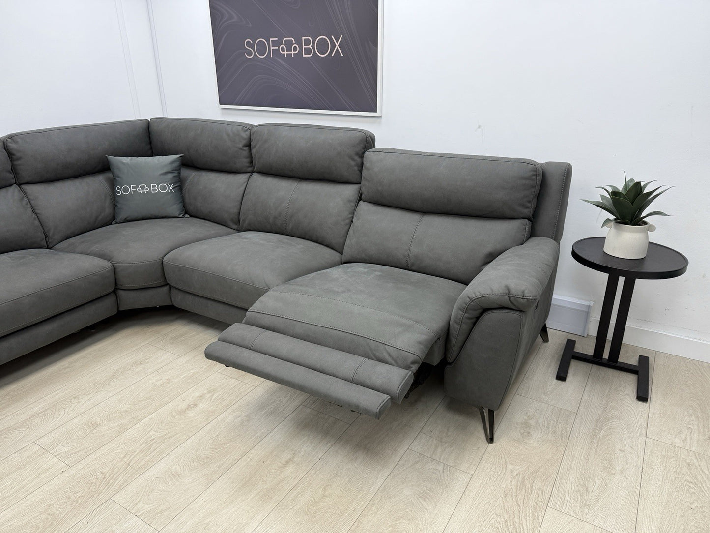 Furniture Village Contempo Power Recliner Corner Sofa In Charcoal Grey