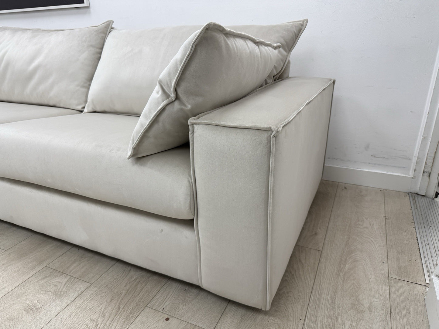 DFS Lovise Velvet XL Corner Sofa In Cream