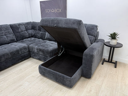 DFS Steller Power Recliner Chaise Corner Sofa In Nuova Black Fabric