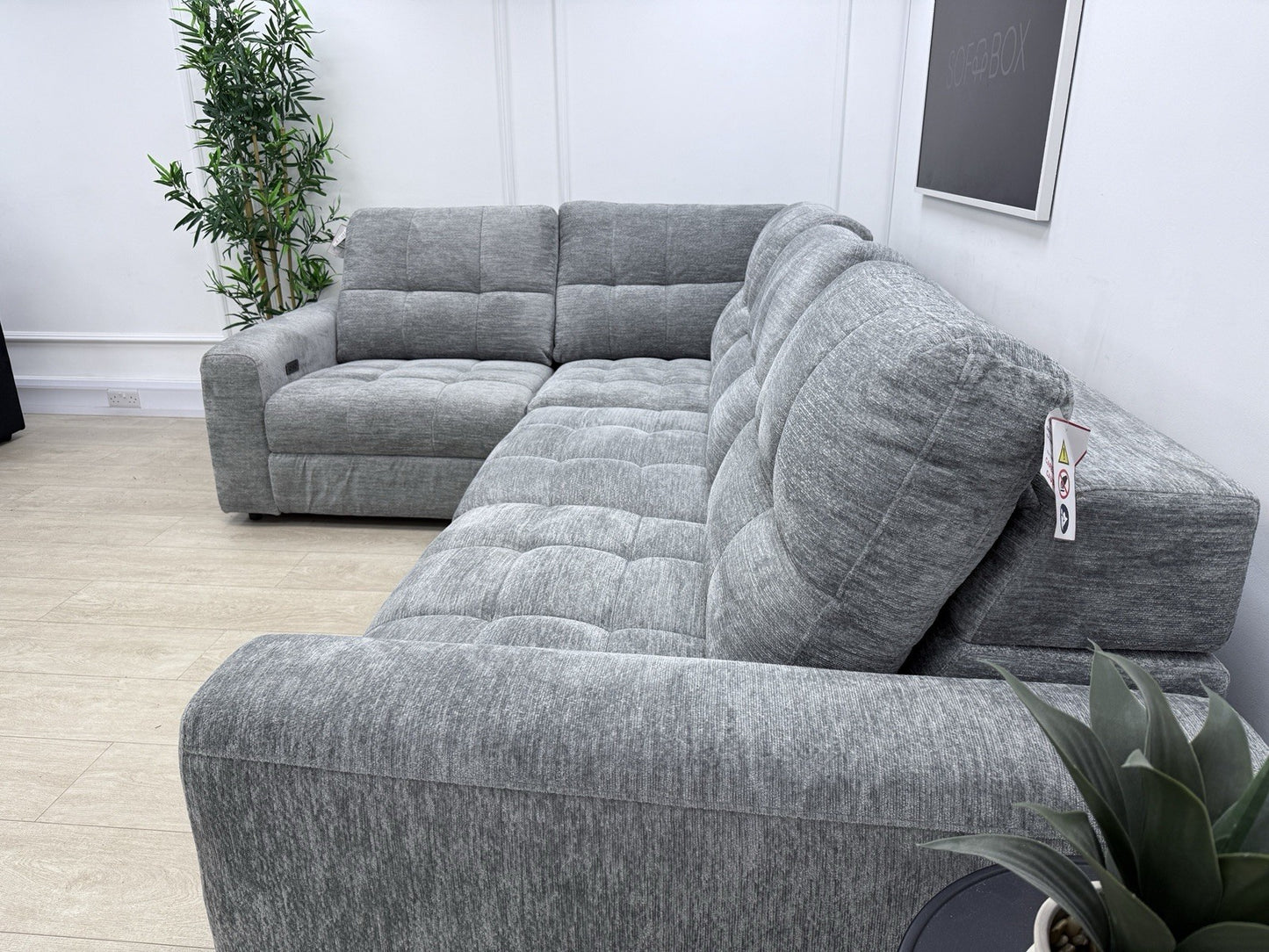 DFS Steller Power Slider Corner Sofa In Mist Grey