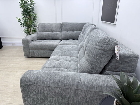 DFS Steller Power Slider Corner Sofa In Mist Grey