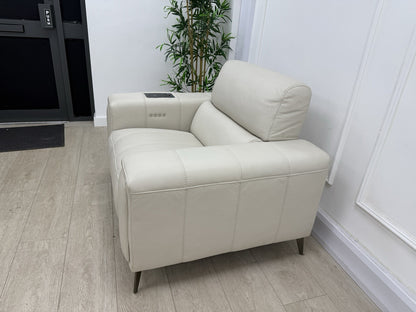 DFS Showcase Power Recliner Chair With Arm Console In Frost Leather