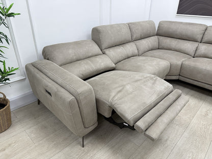DFS San Mateo Power Recliner Corner Sofa In Arizona Stone Fabric