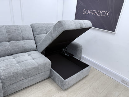 DFS Steller Power Slider U Shape Sofa In Grey Mist Fabric