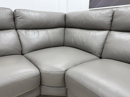 Furniture Village Contempo Power Recliner Corner Sofa &amp; Footstool Grey Leather