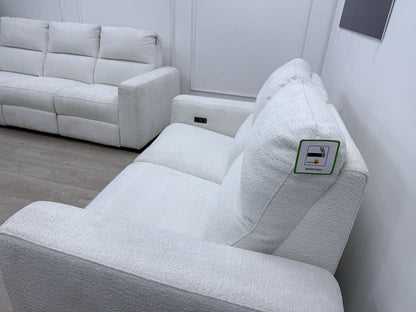 DFS Davis Power Recliner 3 & 2 Seater Sofa Set In Snow Fabric