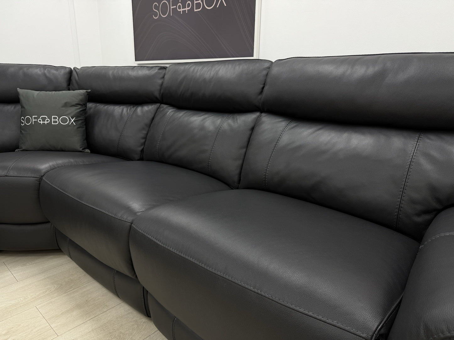 DFS Ronan Leather 4x Power Recliner Corner Sofa In Grey