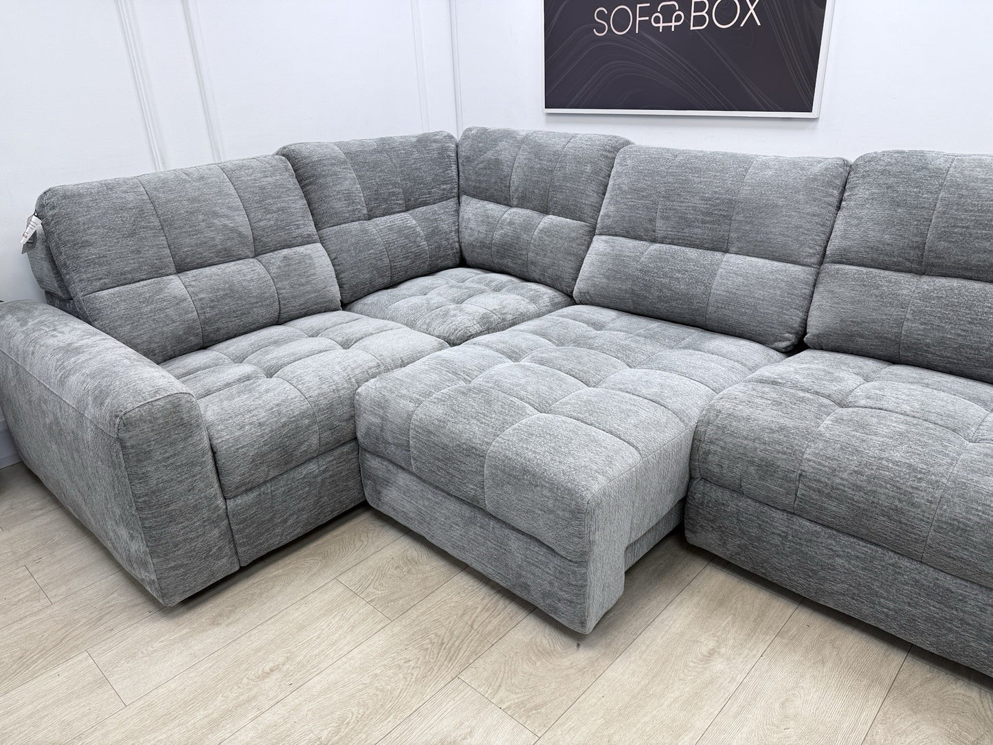 DFS Steller Power Slider Corner Sofa In Mist Grey