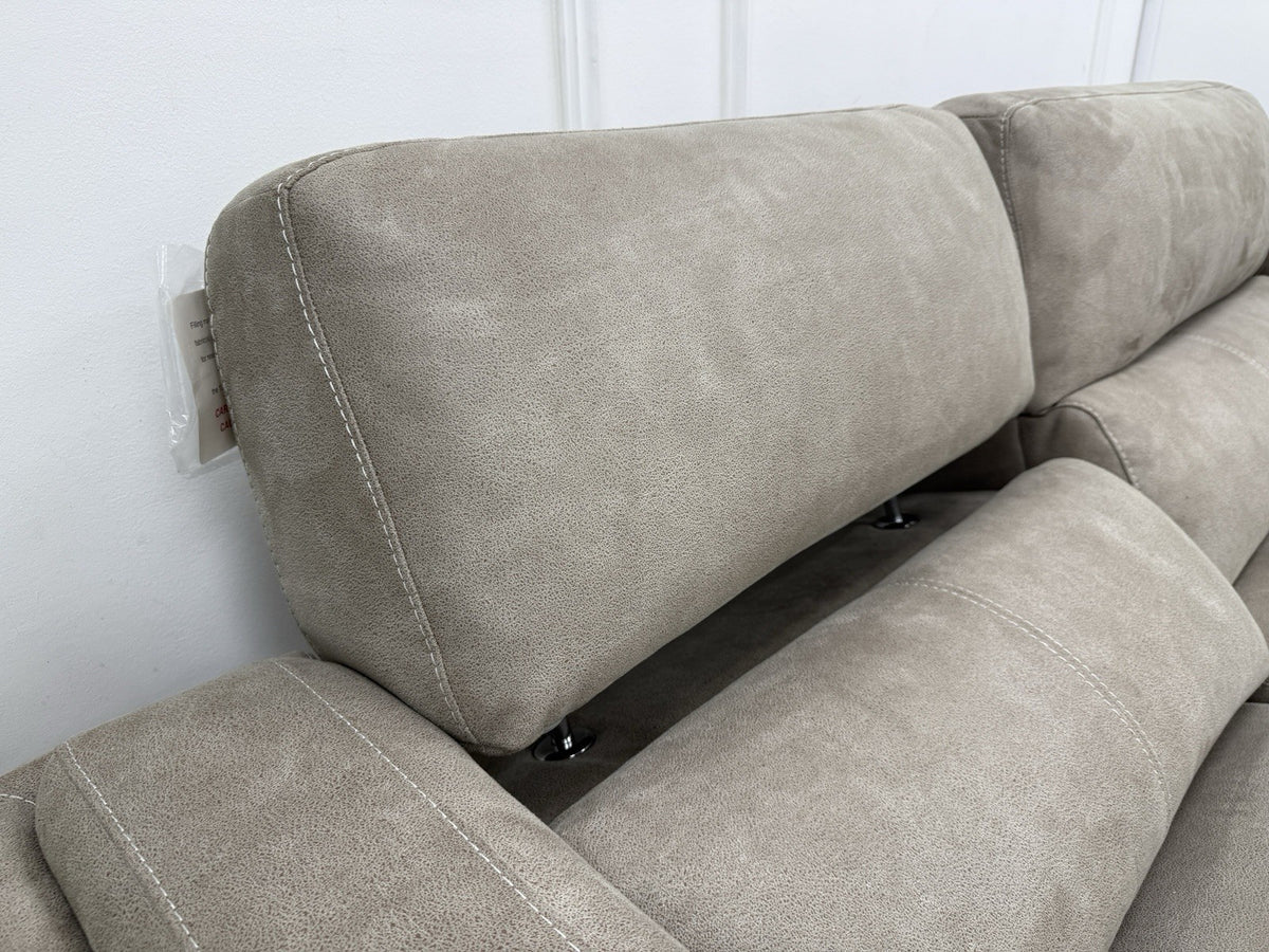 DFS San Mateo Power Recliner Corner Sofa In Stone Fabric