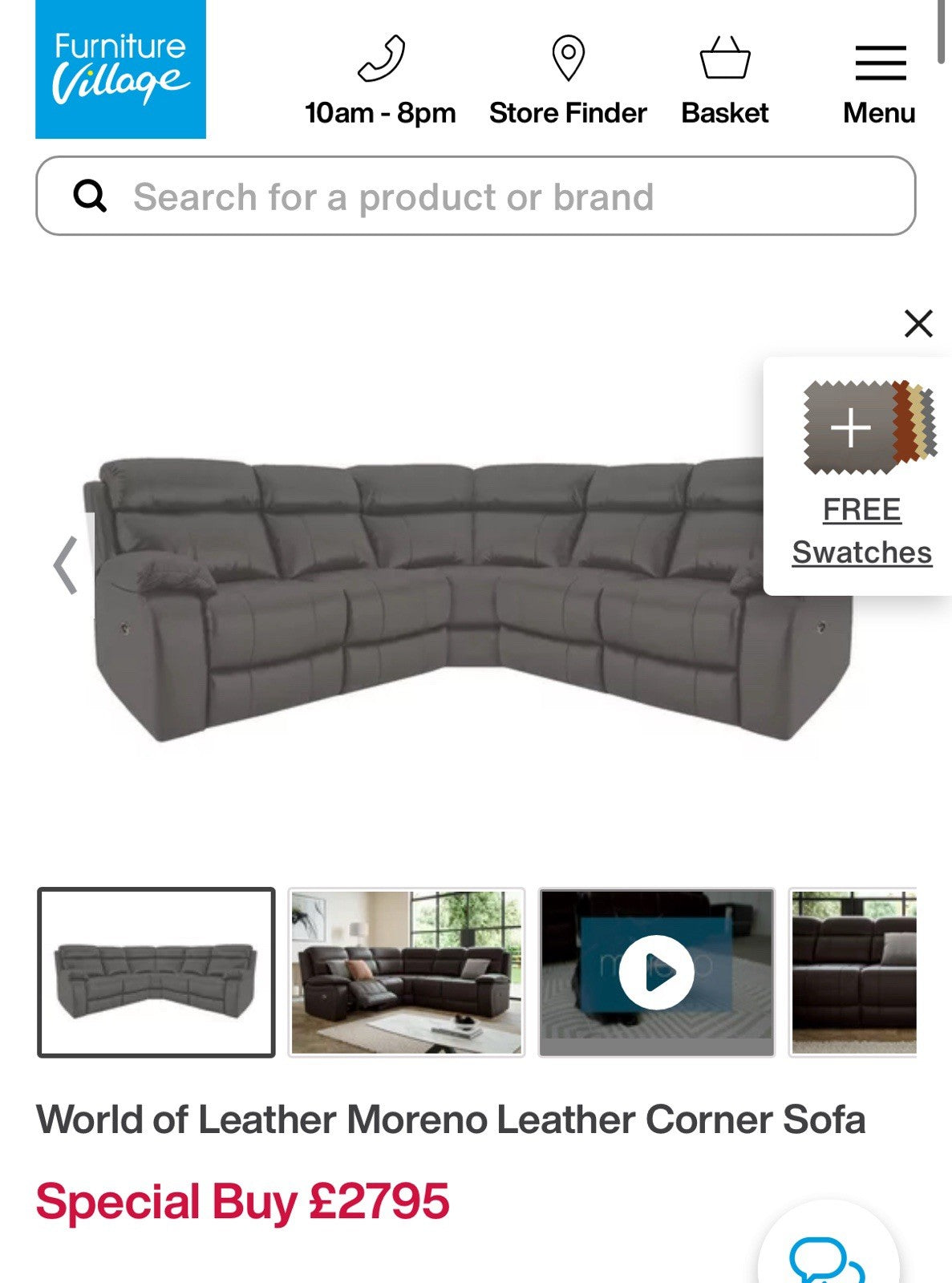 Furniture Village Moreno Power Recliner Corner Sofa In Grey Leather