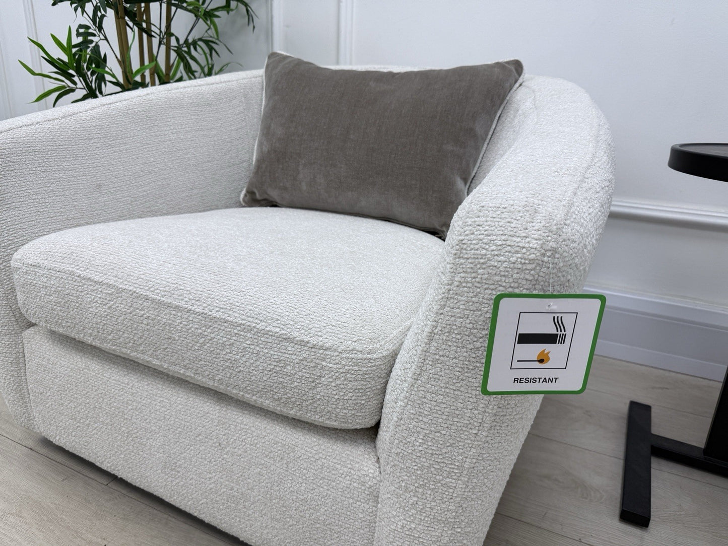 DFS Ada Accent Swivel Chair In Natural Bouclé Fabric