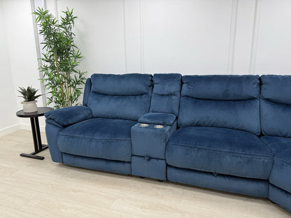 DFS Trek Velvet Corner Sofa In Blue