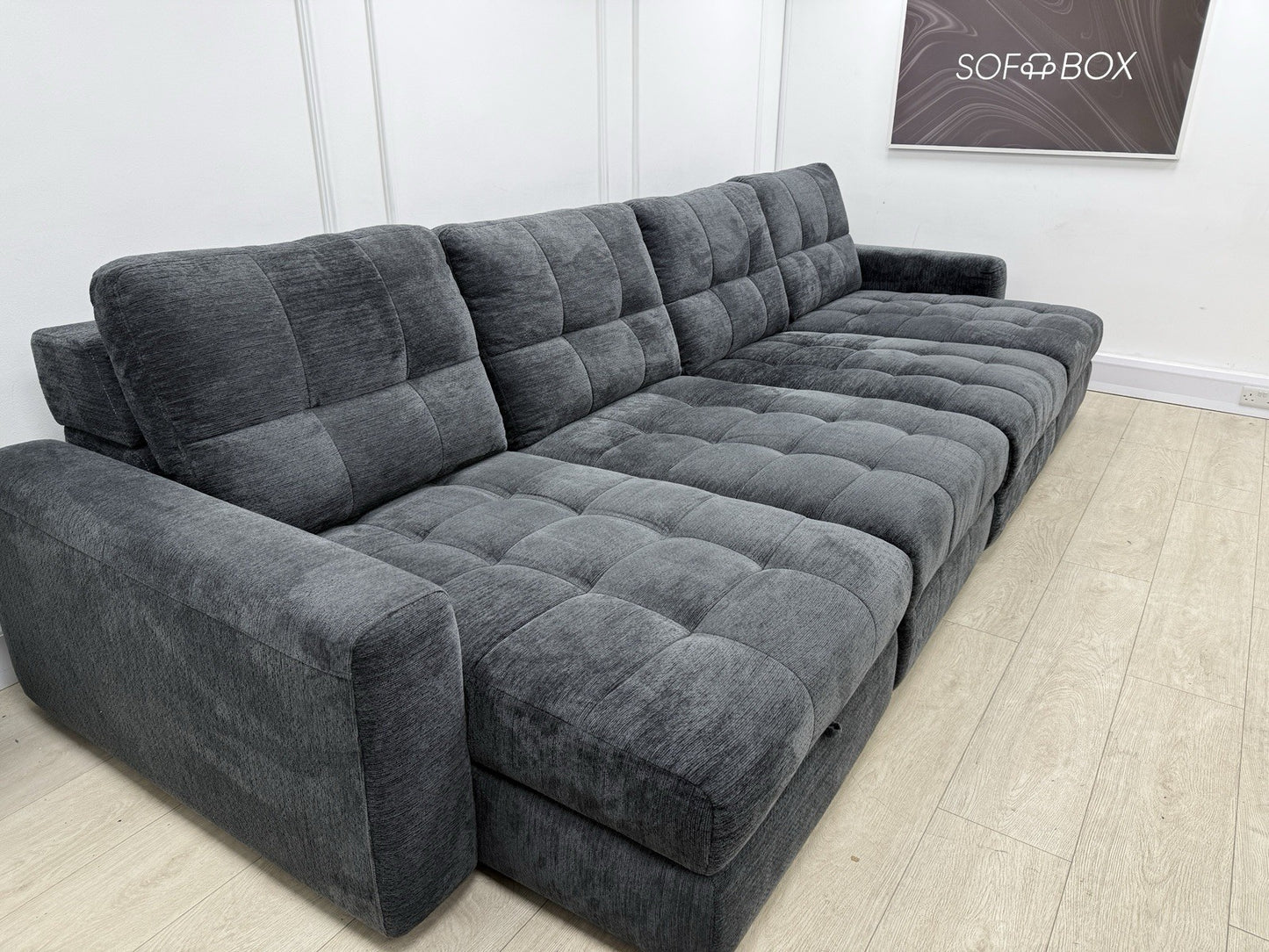 DFS Steller XL Power Chaise Recliner Sofa In Nuova Black Fabric