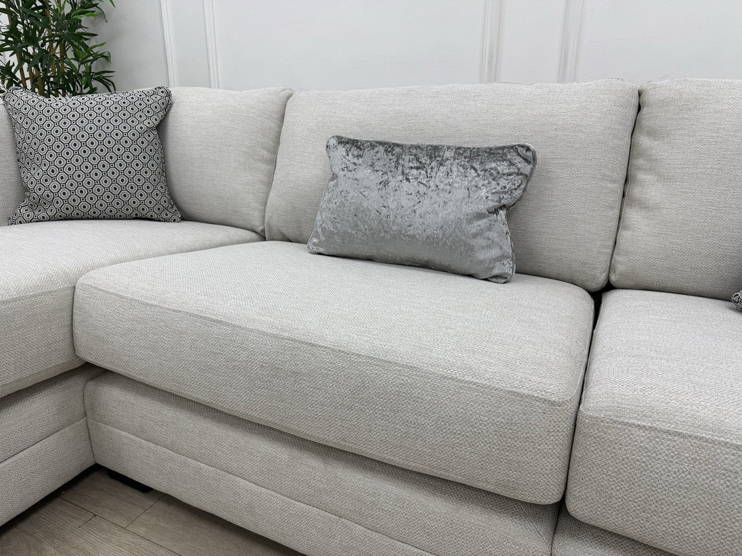 DFS Longbeach / Ada L Shape Chaise Sofa In Light Grey Fabric