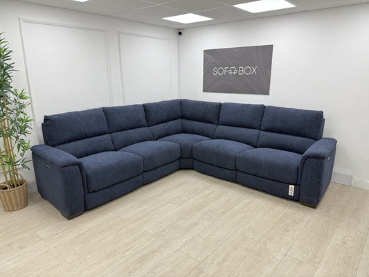 DFS Arwen Power Recliner Corner Sofa In Navy Fabric