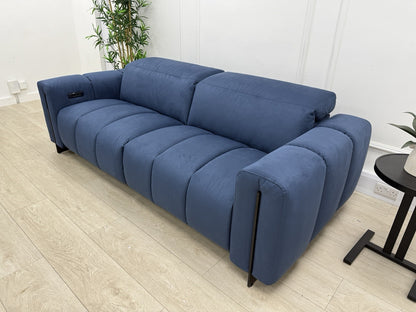 Italia Living 3 Seater Power Recliner Sofa In Luna Blue
