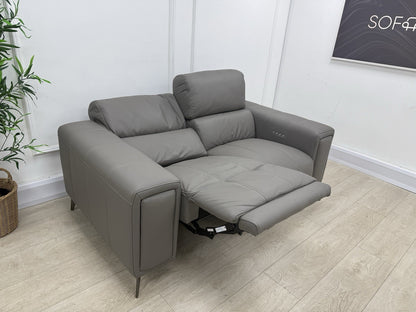 DFS Showcase Power Recliner 2 Seater Sofa In Elephant Grey Leather