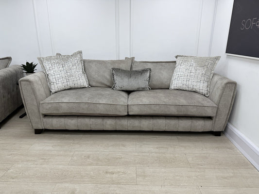 DFS Cherished Grande 4 Seater Sofa & Armchair Set In Oatmeal Self Piped