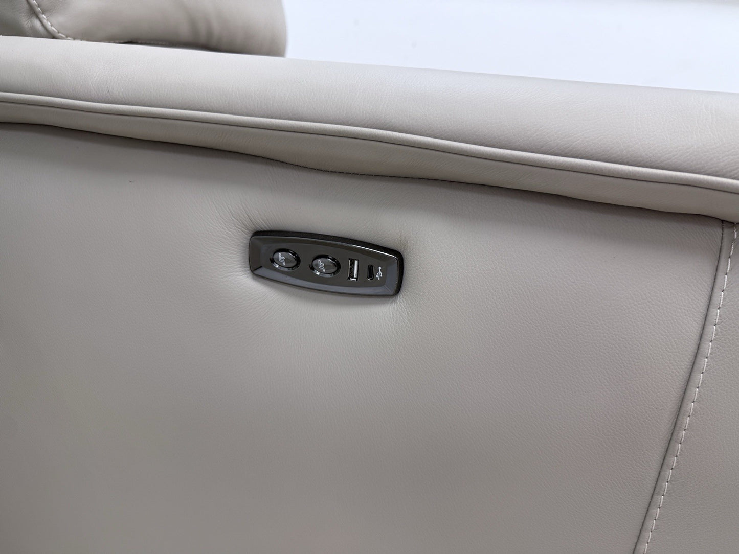 DFS Arwen Leather Power Recliner Chair In Oatmeal Borelli Leather