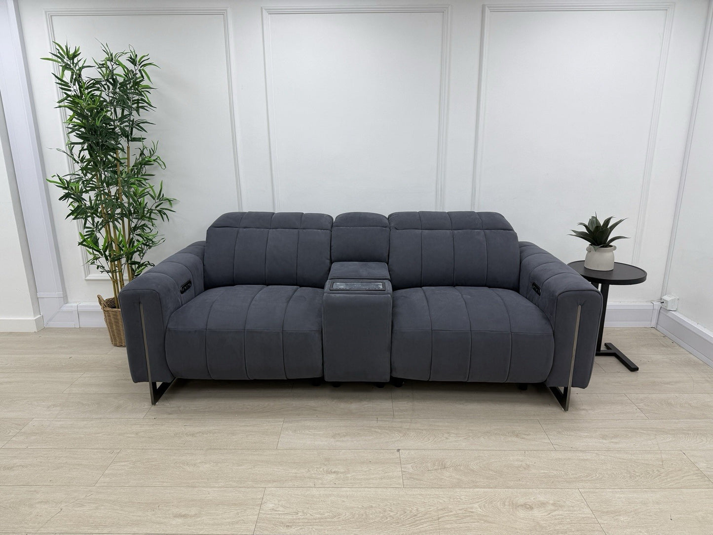 Sofology The Paramount 2.5 Seater Sofa Recliner/Headrest In Nubuck Charcoal