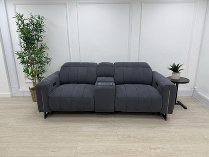 Sofology The Paramount 2.5 Seater Sofa Recliner/Headrest In Nubuck Charcoal