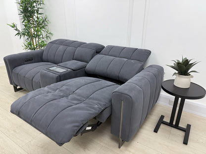 Sofology The Paramount 2.5 Seater Sofa Recliner/Headrest In Nubuck Charcoal