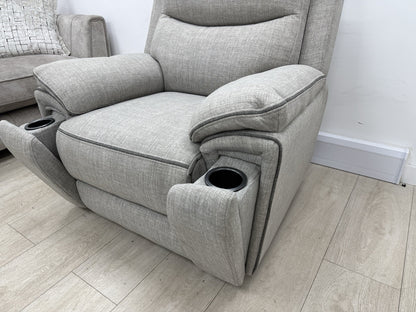DFS Trek Power Recliner Armchair In Grey Fabric