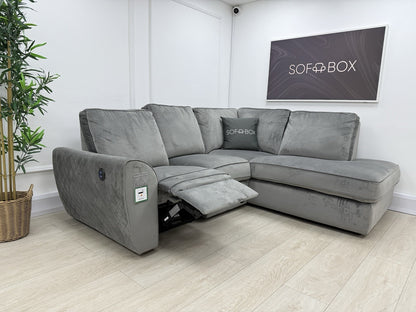 DFS Orka Velvet Power Recliner Corner Sofa In Grey