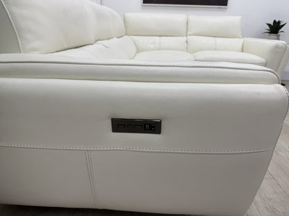 DFS San Antonio Power Recliner Corner Sofa In Snow Leather
