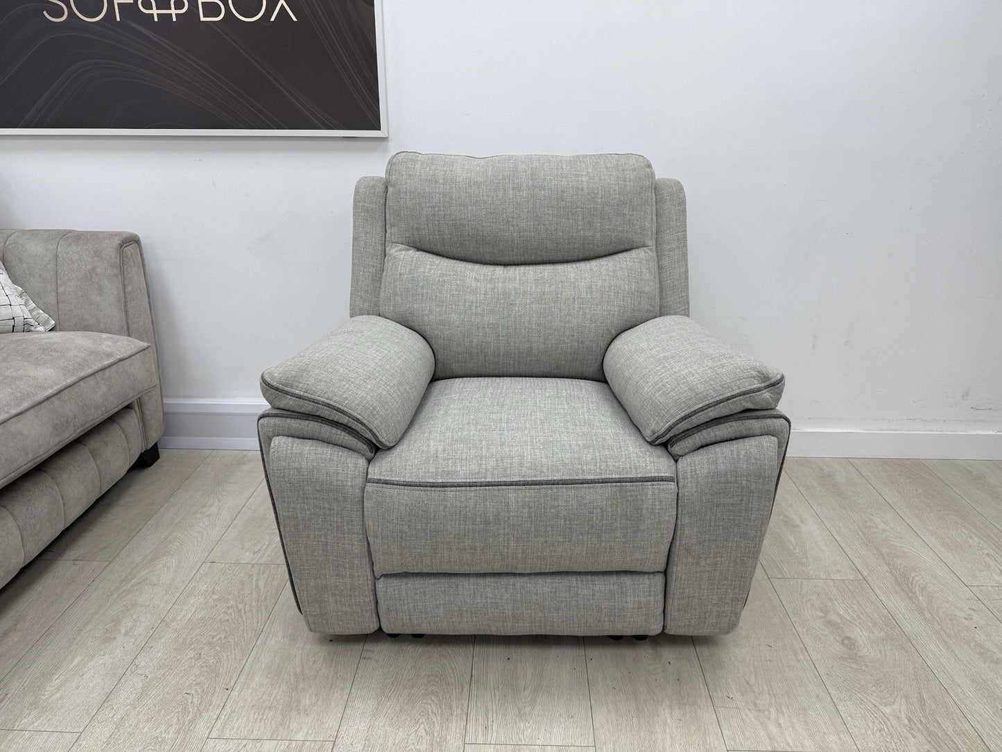 DFS Trek Power Recliner Armchair In Grey Fabric