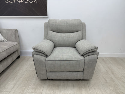 DFS Trek Power Recliner Armchair In Grey Fabric