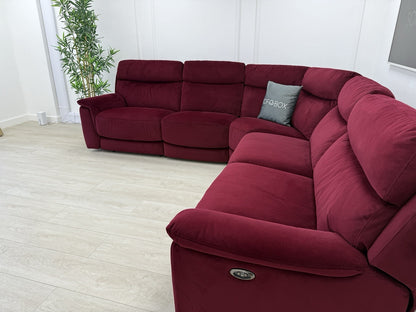 DFS Ronan Velvet Power Recliner Corner Sofa In Plum