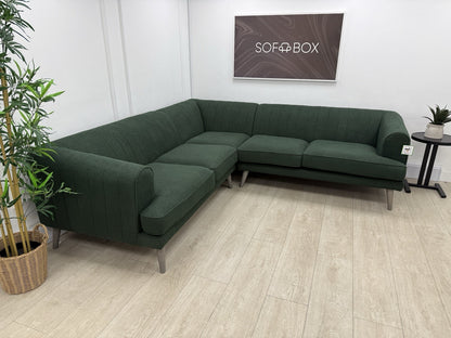DFS Enhanced Corner Sofa In Green Bouclé Fabric
