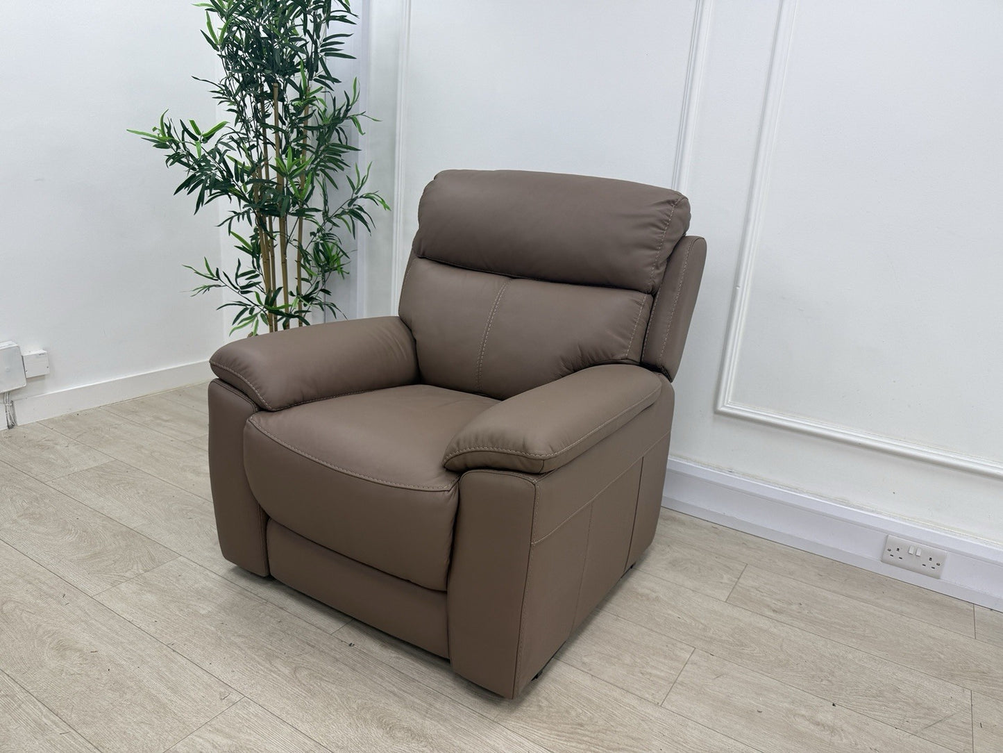 DFS Nevara Rise And Tilt Power Recliner Armchair In Brownie Leather