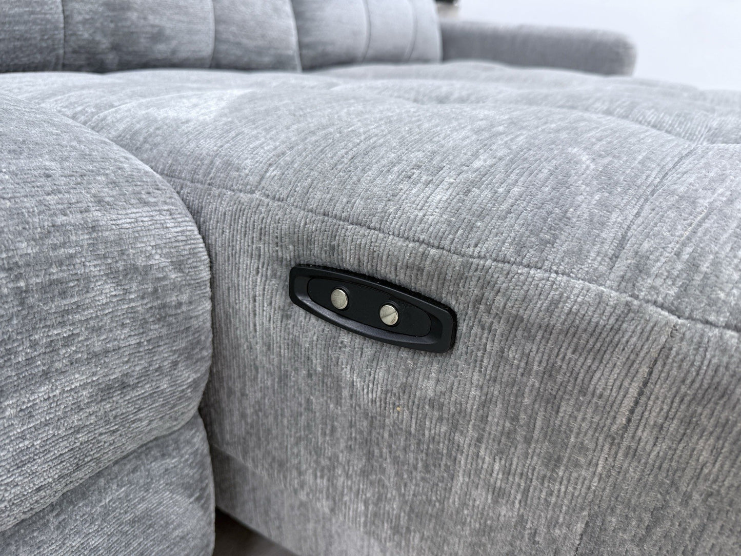 DFS Steller Power Slider 3 Seater L Shape Sofa In Mist Grey