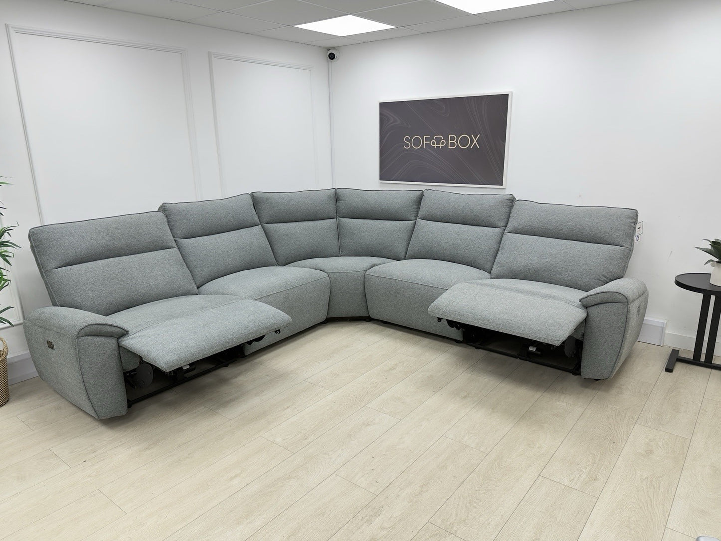 DFS Aussie Power Recliner Corner Sofa In Grey Fabric