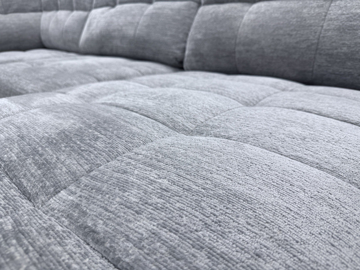 DFS Steller Power Recliner Slider Corner Sofa In Mist Grey Fabric