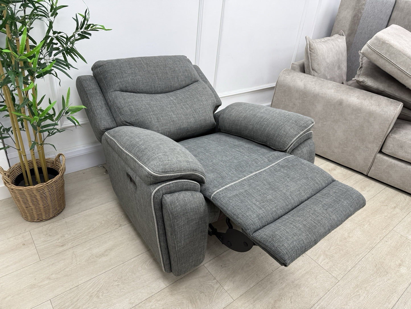 DFS Trek Power Recliner Chair In Charcoal Fabric